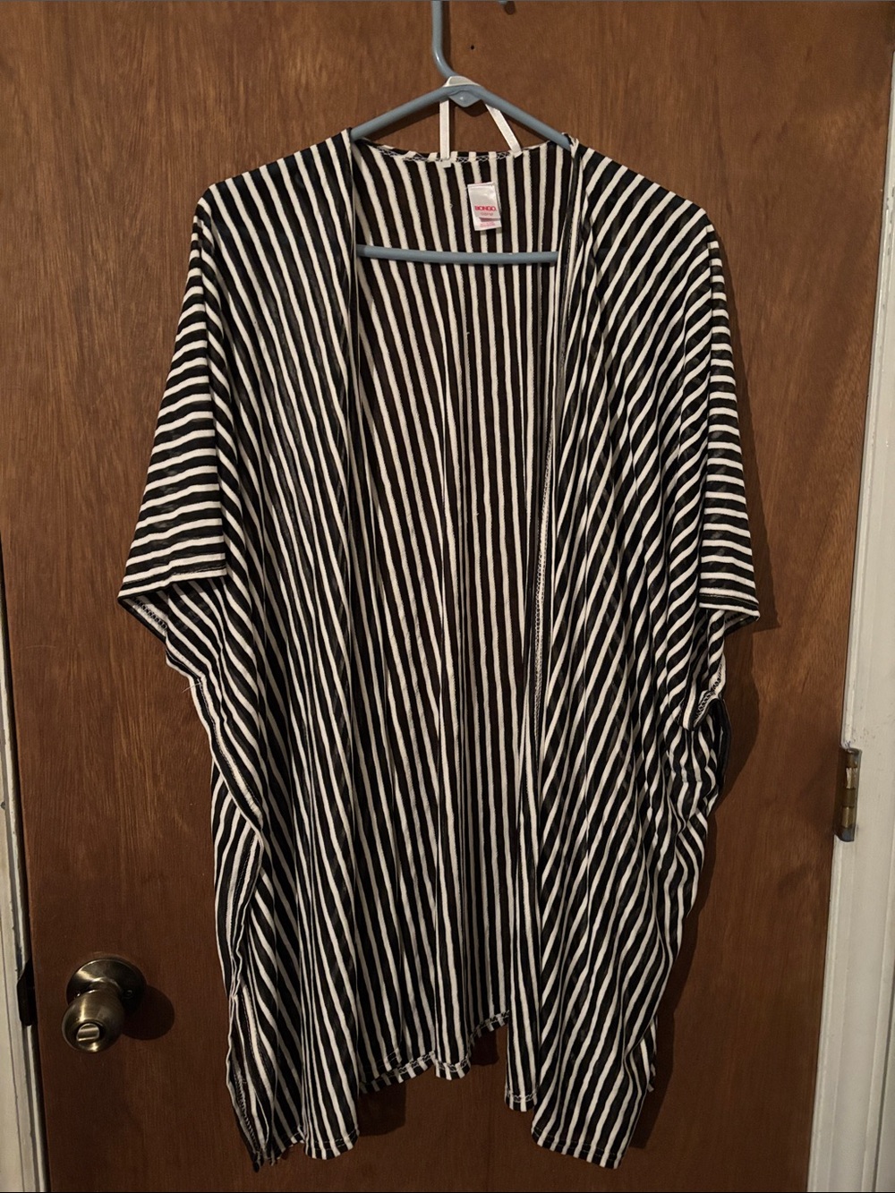 BONGO Black and White Vertical Stripe Open Drape